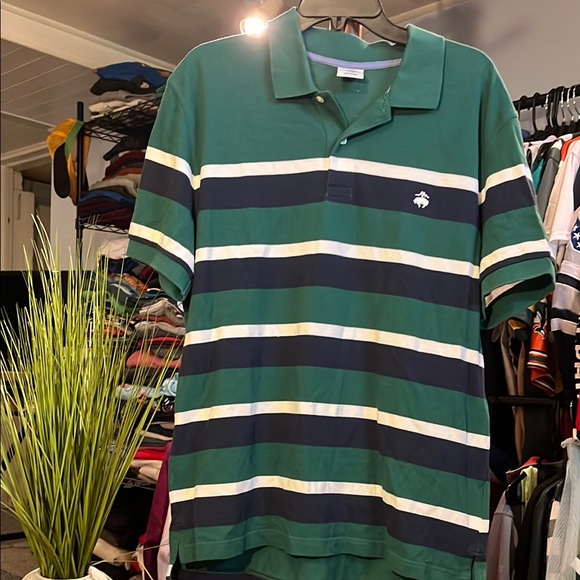 Brooks Brothers Green and Blue Striped Polo Shirt